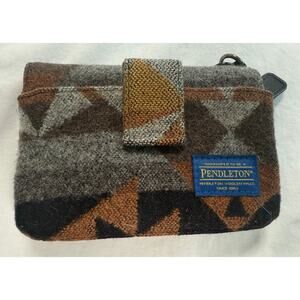 Pendleton Wool Wallet Gray Brown Black Zipper Snap
